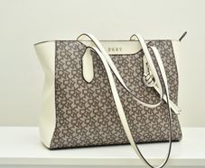 DKNY Bryant Medium Logo Jacquard Tote Bag, Chino Caramel