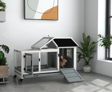 Wooden Rabbit Hutch, Guinea Pig Cage, with Removable Tray