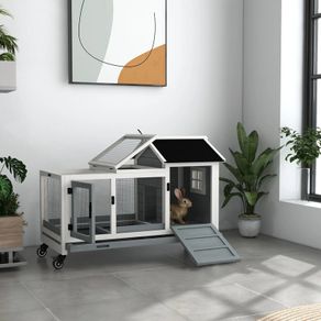 Wooden Rabbit Hutch, Guinea Pig Cage, with Removable Tray