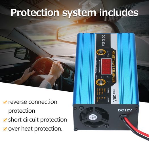 Smart Fast Charger 12V 30A Battery Charger With Digital LCD Display Car Cell Battery Charger Charging Device Fast Charging