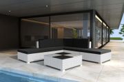 6 Piece Garden Lounge Set with Cushions Poly Rattan White