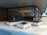 main image for ad 6 Piece Garden Lounge Set with Cushions Poly Rattan White