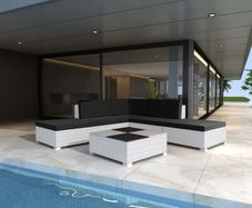 6 Piece Garden Lounge Set with Cushions Poly Rattan White