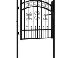 Fence Gate with Spear Top Black 103x100 cm