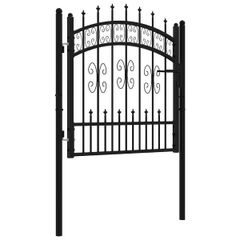 Fence Gate with Spear Top Black 103x100 cm