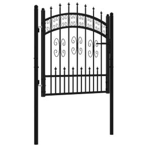 Fence Gate with Spear Top Black 103x100 cm