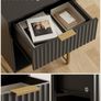 Bedside Table with Drawer, 15.7 Wide Side Table and Large Shelf, Modern Bedside Cabinet for Bedroom, Living Room, Office  Balck Fluted Finish Image 7