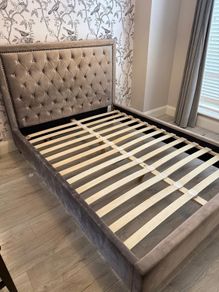 Double Bed - Grey Velvet