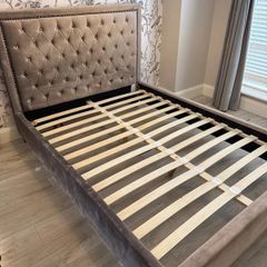 Double Bed - Grey Velvet