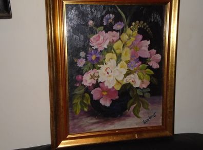 oil painting on board signed