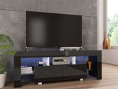 TV Cabinet with LED Lights High Gloss Black 130x35x45 cm