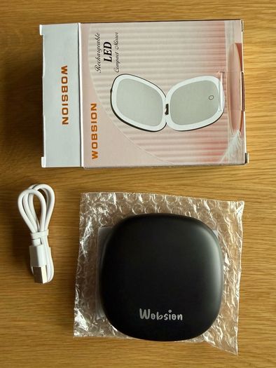 Brand new travel mirror with LED light, rechargeable