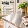 White Kitchen Trolley on Wheels with Stainless Steel Worktop Drawer and Shelves 81cm Image 4