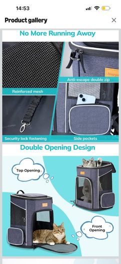 Pet carrier for small dogs or cats backpack