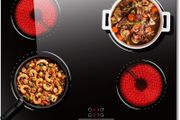 hob Electric Ceramic Hob 60 cm 4 Zone with Slide Touch Control 6000W, Timer &amp; Kid Safety Lock, 9 Power Levels, 220V-240V Hard Wire (No Plug)