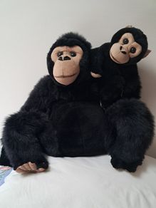 Large Mother and Baby Gorilla Chimpanzee Plush Soft Toy Set