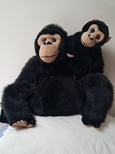 Large Mother and Baby Gorilla Chimpanzee Plush Soft Toy Set
