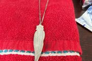 silver feather pendant and chain