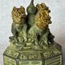 Vintage Feng Shui Triple Qilin Sculpture - Patinated Bronze, Signed Image 6