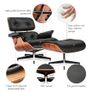 Replica Lounge Chair with Ottoman Black Lather Walnut Wood Genuine Leather Chaise for Living Room Image 2