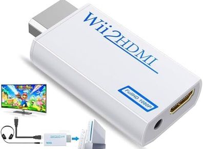 Wii U Full HD 1080P HDMI Compatible Converter Adapter HDMI Converter 3.5mm Audio for PC HDTV Monitor Display