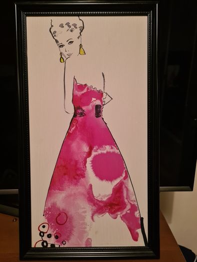 Lady in Pink Dress Print