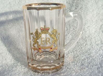 Queen Elizabeth II (Coronation 1953) - a souvenir shot glass as a miniature tankard