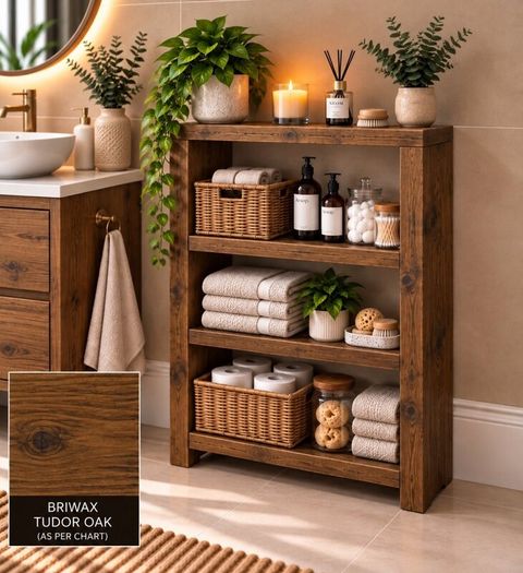 Handmade Tudor Oak Finish Bathroom Unit