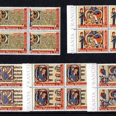 1972 Vatican The International Year of Books Commemorative Stamps Marginal Block of 4 Mint Never Hinged (MNH)