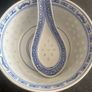 Set of 4 Blue & White Ceramic Rice/Soup Bowls with Matching Spoons Image 3
