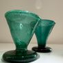 Vintage 1960s Emerald Green Controlled Bubble Glass - Cordial Glasses (Set of 3) Image 6
