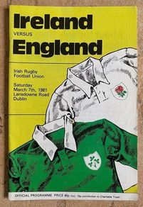 Very Rare 1981 Ireland v England - Five Nations Championship