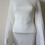 White tunic top, pleated angel wing long sleeves Image 3