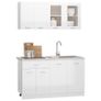 4 Piece Kitchen Cabinet Set High Gloss White Chipboard Image 3