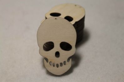 10 x Mini Wooden Skulls / Laser Cut / Scrapbooking Skeleton Jewellery Keyrings