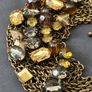 Monsoon, Bracelet Chunky Gold Tone with Amber Yellow Grey Rhinestones Image 2