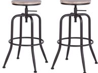 main image for ad Round Dining Chairs Steel Pub Adjustable Wooden 2 Pieces Bar Stools Set