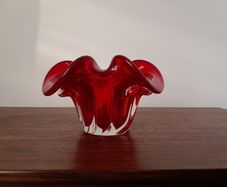 Mid Century Murano Red Art Glass Bowl