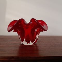 Mid Century Murano Red Art Glass Bowl