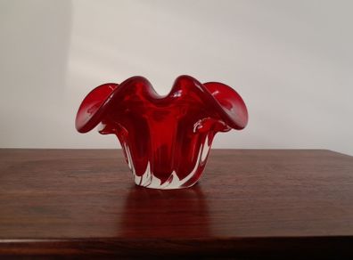 Mid Century Murano Red Art Glass Bowl