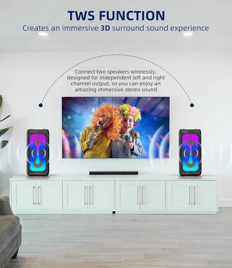 Machine for Adults with 2 Wireless Microphones, Portable Bluetooth Speaker PA System with Dicso Lights for Big Pary, Stage Subwoofers, Outdoor, for Family, Music Lover