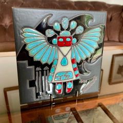 1980s Cleo Teissedre First Nations Of The Southwest Ceramic Tile
