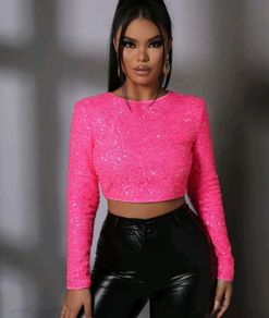 Barbie style pink top zip cequines fits X's s new