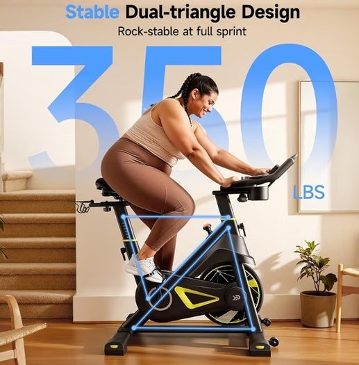 Adjustable Magnetic Resistance Stationary Bikes for Home Cardio with Exclusive App, Indoor Bike Capacity Comfortable Seat, Tablet Mount and Fitness Courses
