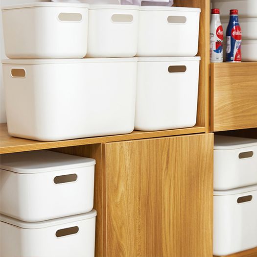 White Plastic Storage Box with Handles and Lids Set