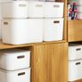 White Plastic Storage Box with Handles and Lids Set Image 3