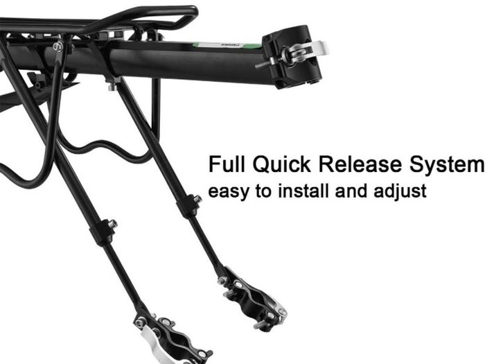 Bike Pannier Rack Rear Bike Rack Mountain Bike Rack Bicycle Rear Rack Carrier with Reflector Adjustable Bike Luggage Cargo Quick Release Cycling Seatpost Rack Black, 50KG Capacity (FREE POSTAGE)