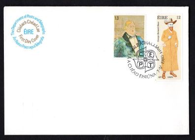 1980 Ireland Europa (Personalities) (George Bernard Shaw & Oscar Wilde) Commemorative Stamps Post & Telegraph (P&T) First Day Cover (FDC) with Dublin Pictorial cancel