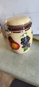 LAVORI ARTIGIANALI  Canister with Hinged Lid Hand Painted jar.