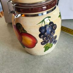 LAVORI ARTIGIANALI  Canister with Hinged Lid Hand Painted jar.